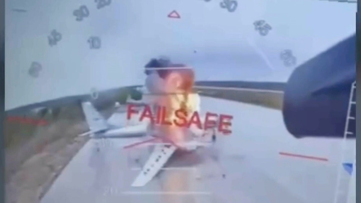 Ukrainian drone striking Russian planes