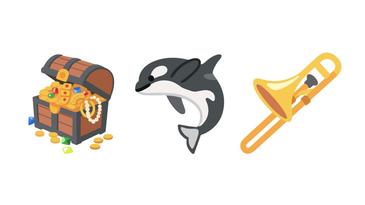 Treasure chest, orca and trombone new emojis.