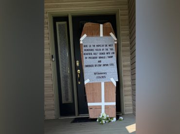 Protesters caught on camera delivering coffin to GOP congressman's front door in mock funeral procession