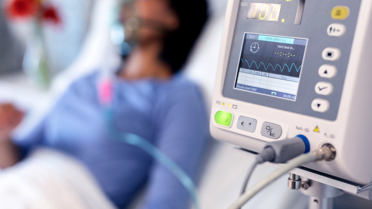 Patient on oxygen monitor
