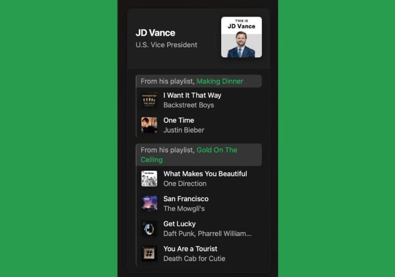 Anonymous researcher exposes politicians' hidden Spotify playlists, including Vance, Leavitt and Bondi