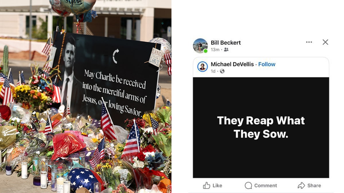 Charlie Kirk memorial split with social post that claims "They reap what they sow"