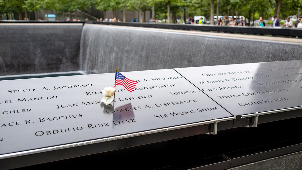 Views of the 9/11 Memorial in the financial district of lower Manhattan, New York at the site of World Trade Center.