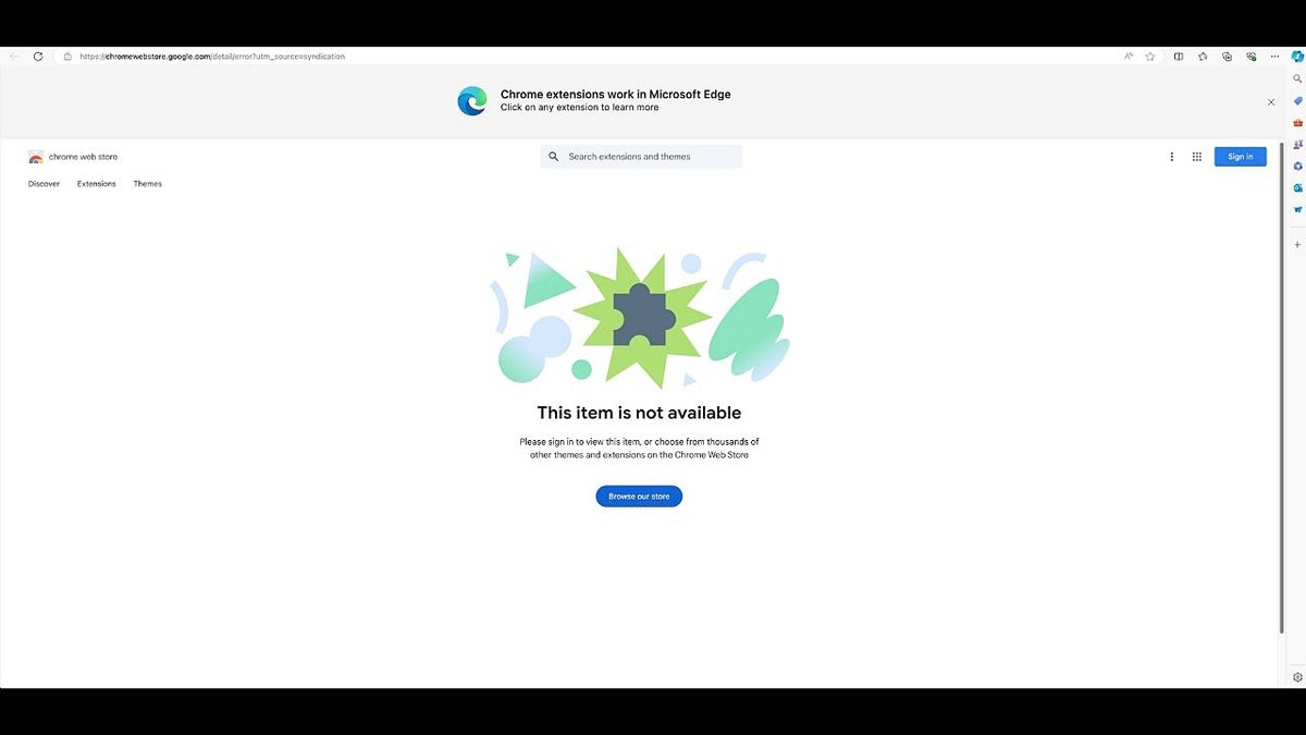 A screenshot of the Microsoft Edge store