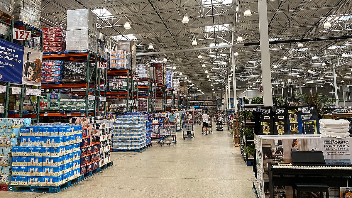 Costco wholesale store shelves stocked