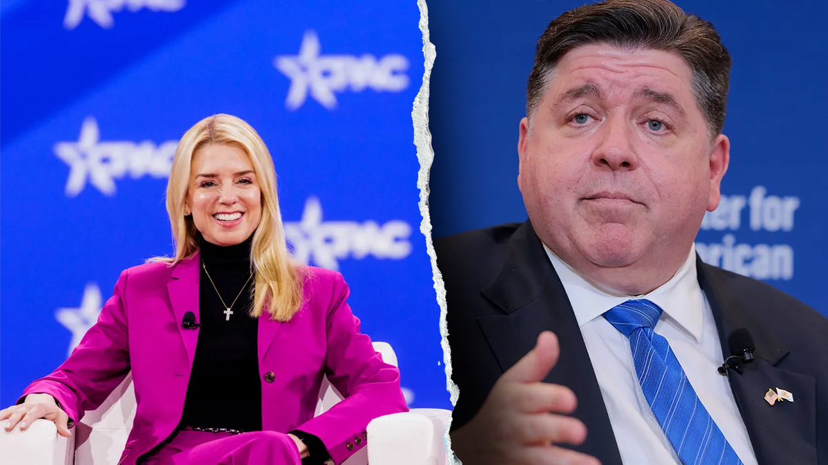 U.S. Attorney General Pam Bondi and Illinois Gov. J.B. Pritzker