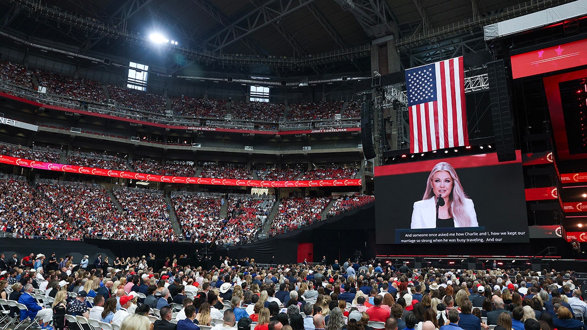 Erika Kirk speaking at her husband's memorial