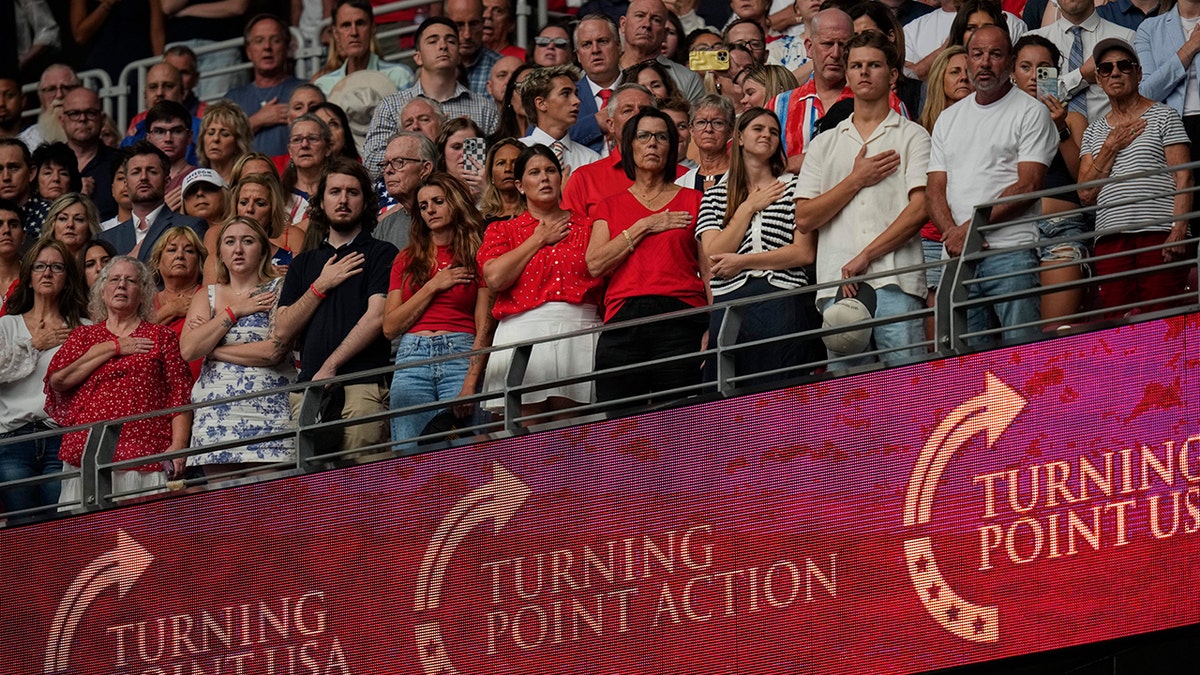 Mourners at Charlie Kirk memorial service