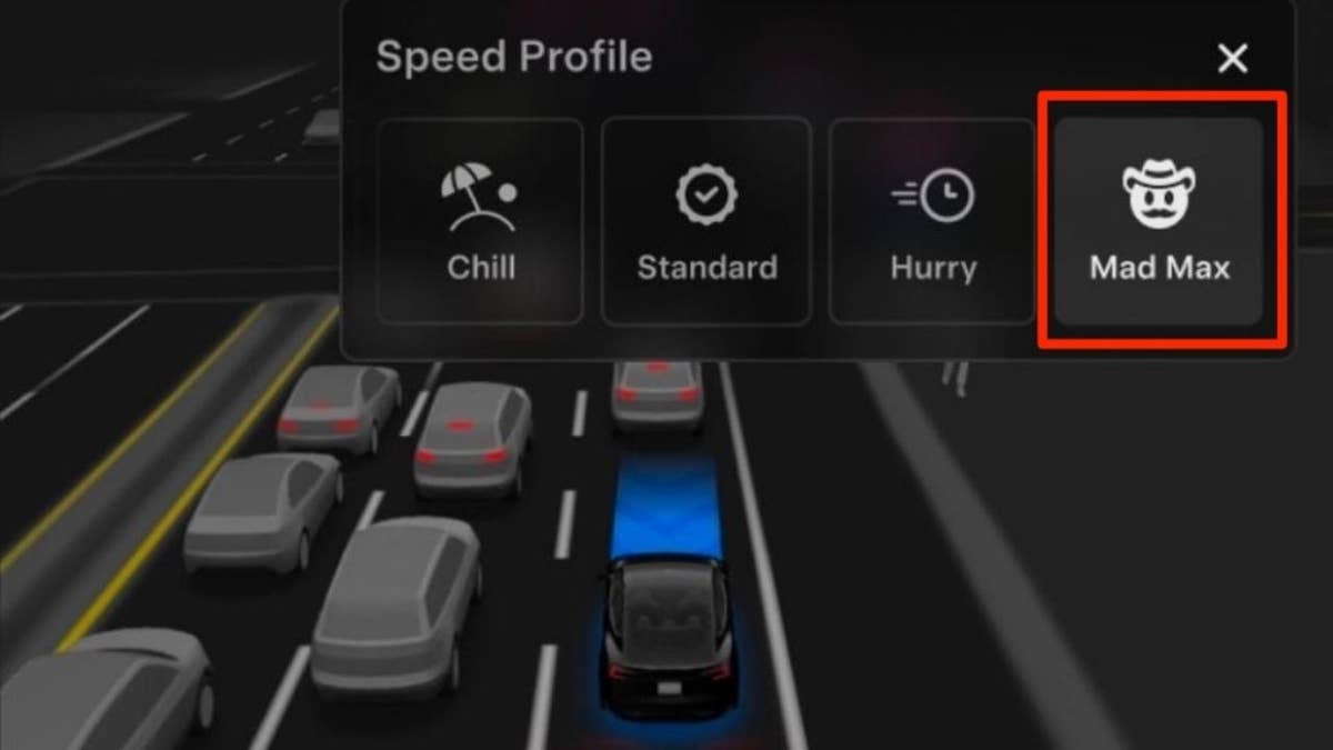 Tesla’s Full Self-Driving (Supervised) interface now includes a new Mad Max speed profile.