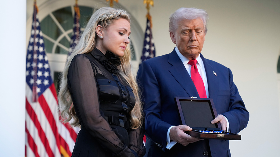 President Donald Trump posthumously awards the Presidential Medal of Freedom to Charlie Kirk.