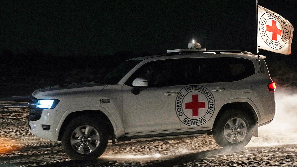 Red Cross vehicle travels in Gaza Strip