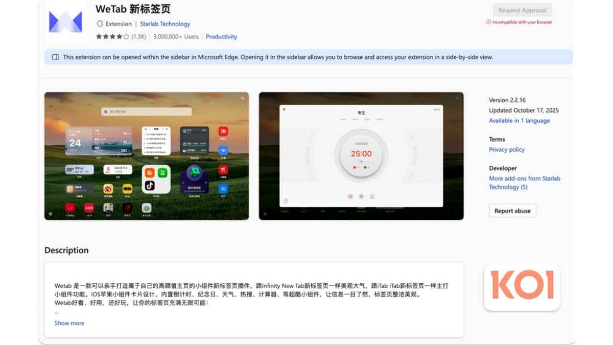 A screenshot of WeTab in the Google Play store