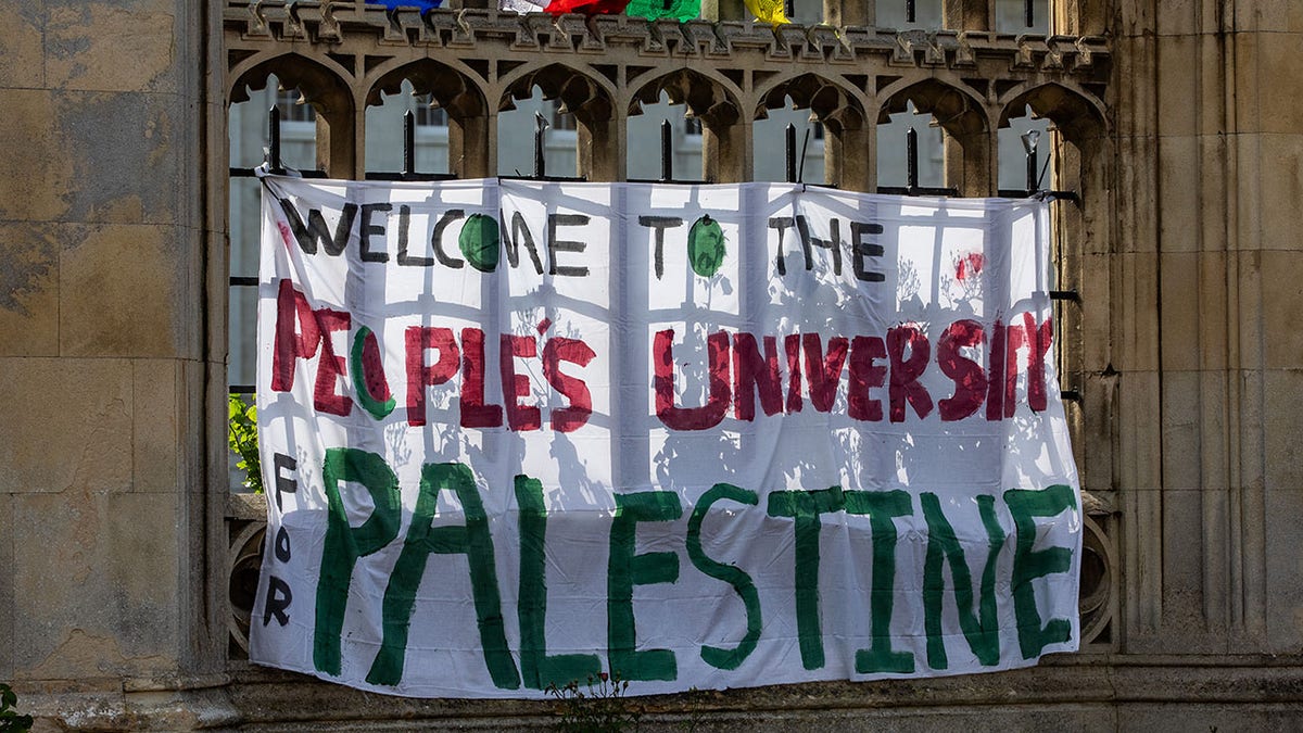 Palestine  banner in the UK
