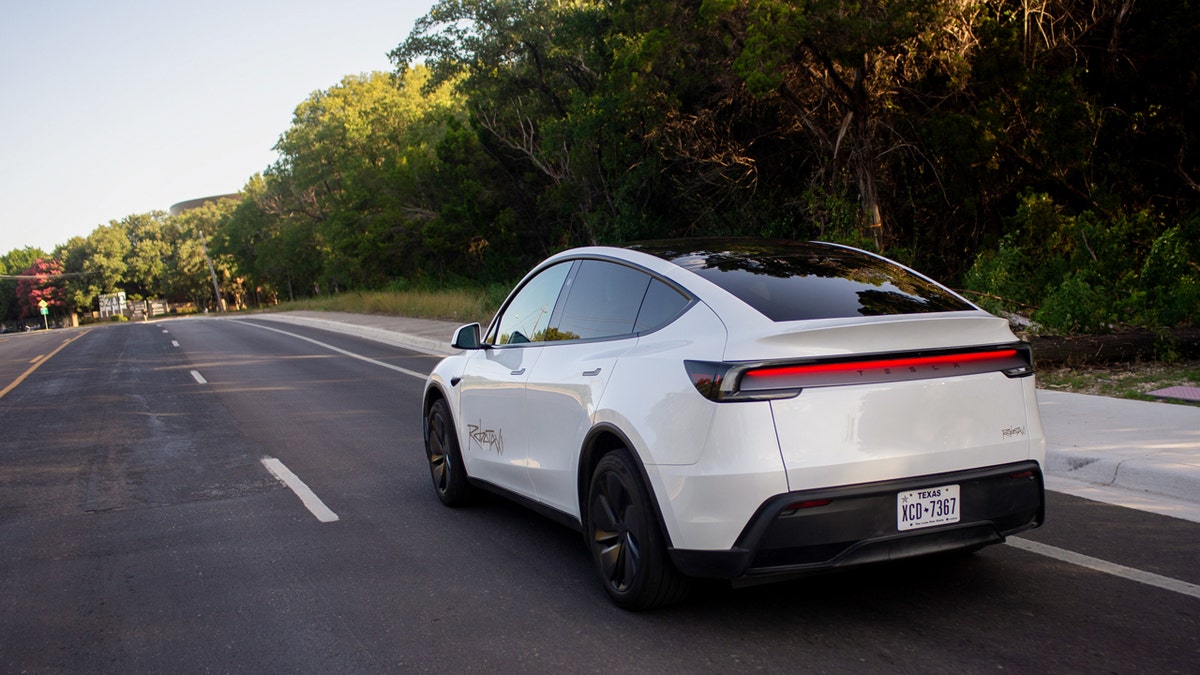 Tesla's robotaxi driving on the street in Texas