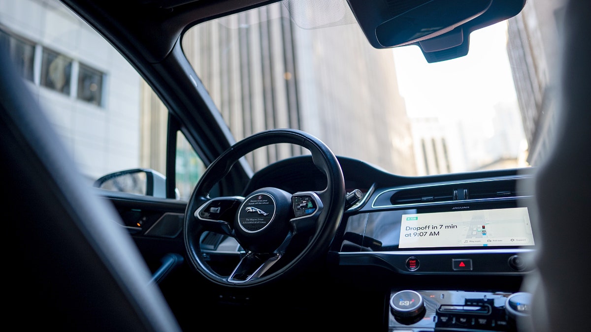 View of a Waymo Jaguar driver seat