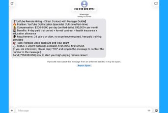 YouTube job scam text: How to spot it fast