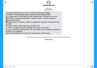 YouTube job scam text: How to spot it fast