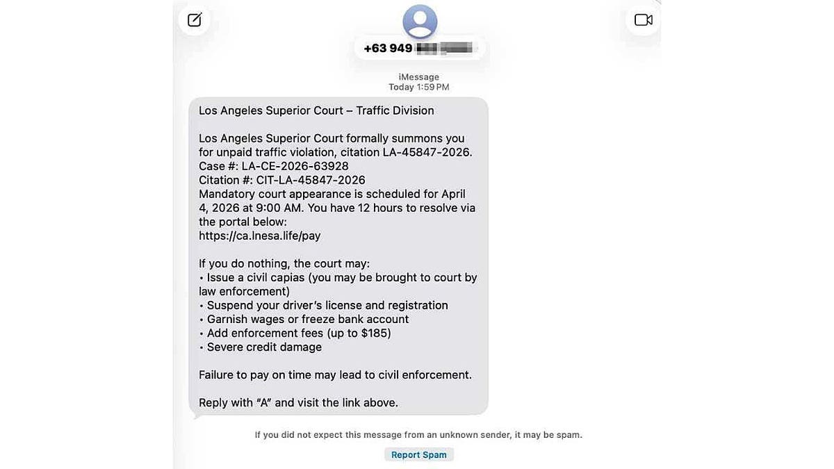 A text message screen with a fake text