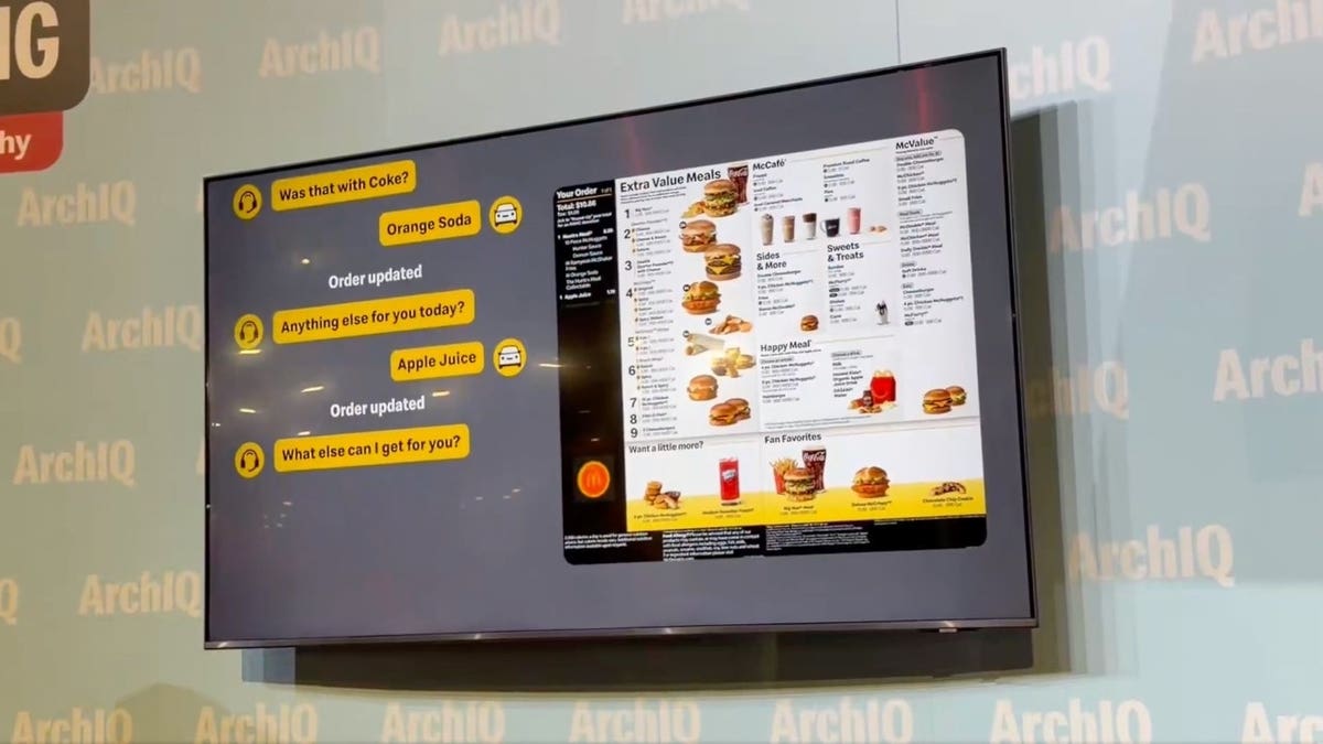 A screen showing a conversation with a McDonalds AI chatbot