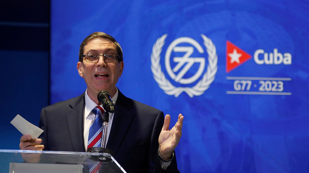 Cuba’s Foreign Minister Bruno Rodriguez speaks during a news conference in Havana.