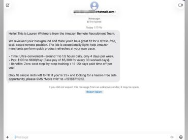 Amazon job scam texts are spreading again with a new twist