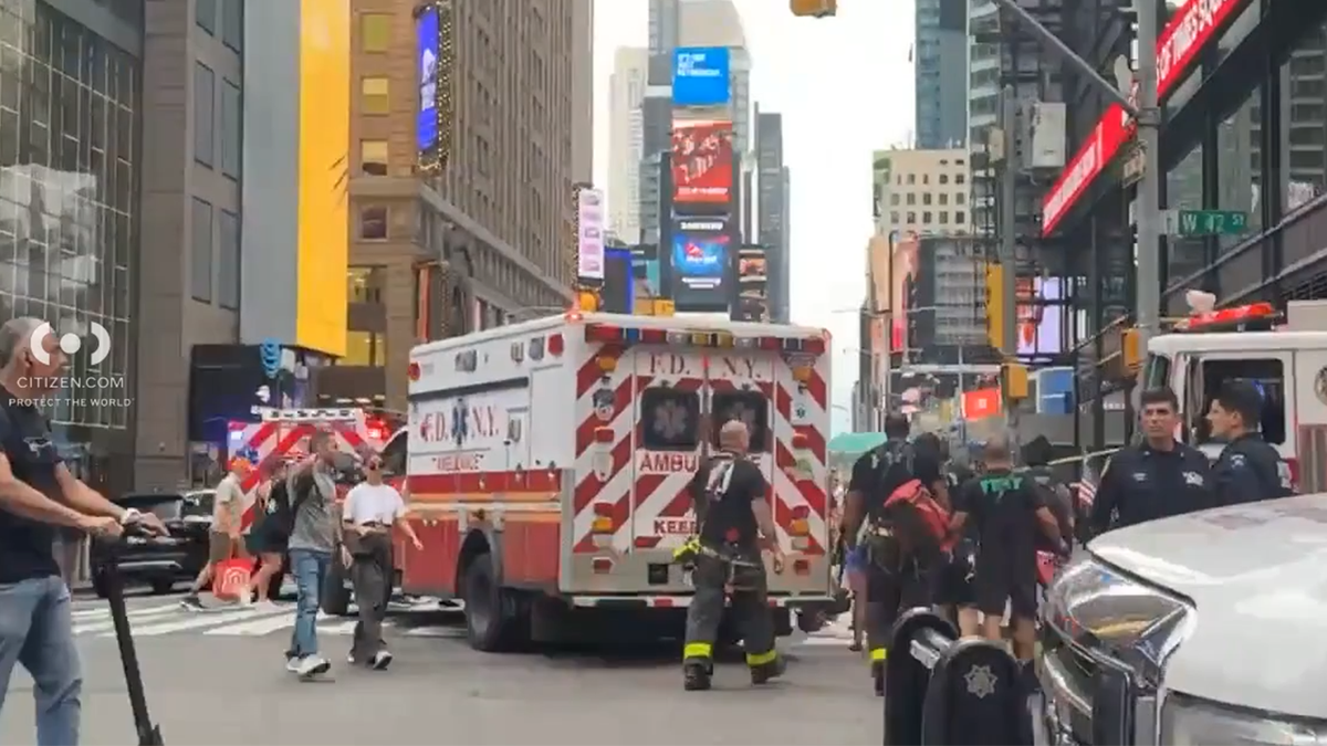 Large police presence currently in Times Square.