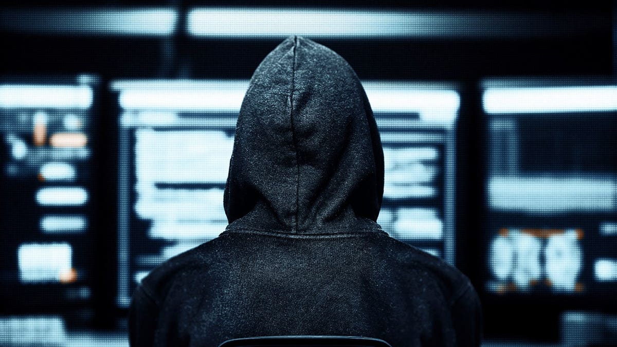 A hacker sits in front of a computer.